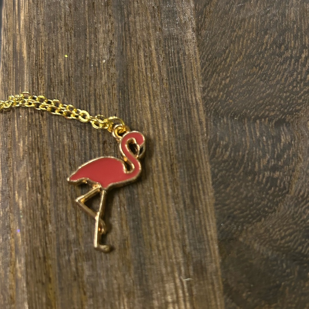 Handmade pink flamingo necklace